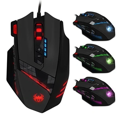 Image of ZELOTES 12 Programmable Buttons Gaming Mouse,Weight Tuning Set,Multi Modes LED lights,4000 DPI (Up to 8000DPI by the Software),Ergonomic USB Wired Mouse Mice for Pro Gamer PC Laptop Computer