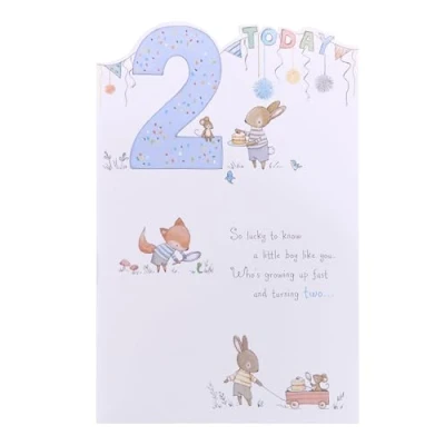 Image of UK Greetings 2nd Birthday Card for Him/Boy Cute Design