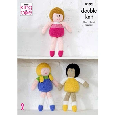 Image of King Cole 9102 Knitting Pattern Childrens Dolls Toys in Big Value DK