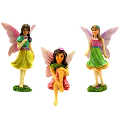 Image of PRETMANNS Fairies for Fairy Garden Ornaments, Accessories Cute Figurines Miniature Figures 3 Piece Kit
