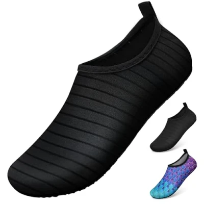 Image of WateLves Beach Swim Aqua Socks Barefoot Water Shoes Swimming Yoga Sea Snorkeling Diving Pool Women Mens Tw Black 9/10 UK