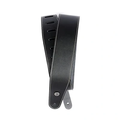 Image of D&#039;Addario Accessories Leather Guitar Strap Electric Strap, Acoustic &amp; Bass Classic Black