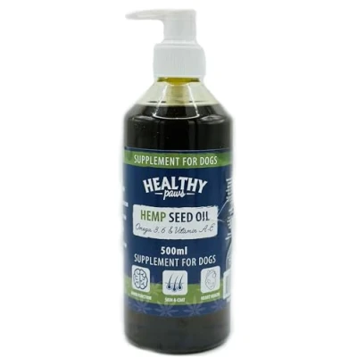 Image of HEALTHY PAWS HEMP SEED OIL DOG SUPPLEMENT HEALTH CARE IMMUNE SUPPORT BRAIN FUNCTION HEART SKIN &amp; COAT 500ML