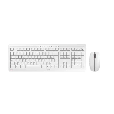 Image of CHERRY STREAM Desktop RECHARGE, Wireless Set, Belgian Layout (AZERTY), 2.4 GHz RF, Quiet Keystrokes, Rechargeable, Grey/White