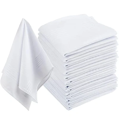 Image of Mens Handkerchiefs 15PCS Hankerchief White Cotton for Men Handkerchief Large Hankerchieves Pocket Squares Gents Hankies 40*40cm