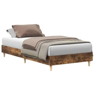 Image of vidaXL Bed Frame/Small Single/Smoked Oak/Modern Bedroom Engineered Wood/Plywood Slats/Sturdy Structure/193x78x25cm