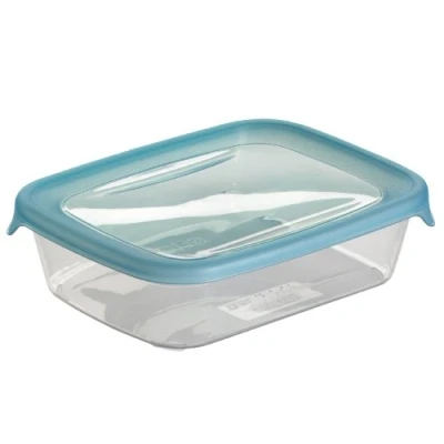 Image of Curver 180690 Fresh’N Go Airtight Rectangular Polypropylene Storage Container Transparent/Blue, Transparent/Bleu, 0,5L