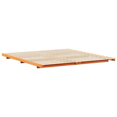 Image of Floor Bed Frame Wax brown 200 x 220 cm Solid pine wood Vidaxl