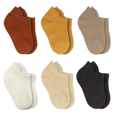 Image of bistyle Baby Grip Ankle Socks 6 Pairs Newborn Infant Toddlers Seamless Cotton Kids Boys Girls (UK, Age, 0 Months, Brown)