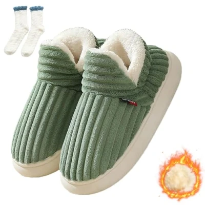 Image of leprix Sunmoine Cloud Slippers, Plush Warm Home Anti Slip Comfortable Slippers for Women Men (Green, Adult, Women, 6, Numeric Range, UK Footwear Size System, 7, Medium)