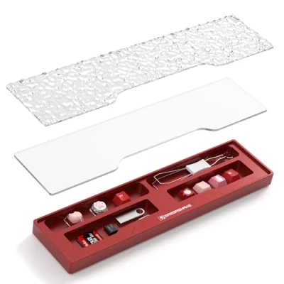 Image of MAMBASNAKE Aluminum Alloy Stowable Keyboard Wrist Rest, Support with Acrylic Cover, CNC Machined Precision, Ergonomic Pad Anti Slip for 60% Office Gaming Red