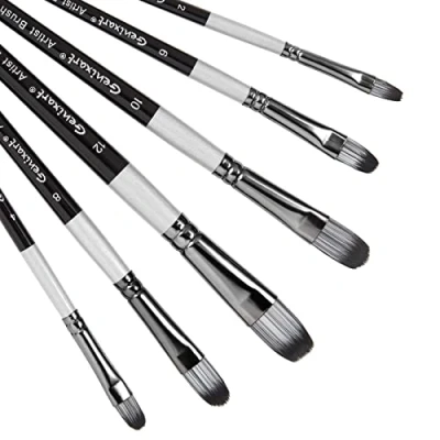 Image of Filbert Paint Brushes Set 6 Pcs Artist Paintbrushes for Acrylic, Oil, Watercolor Painting Premium Nylon Hair Art Brush Beginners and Professionals