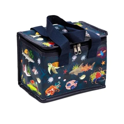 Image of Puckator RPET Cool Bag Lunch Marine Kingdom Themed Made from Recycled Plastic Bottle Insulated for Women Men Children Box Work &amp; School Beach Picnic Accessories