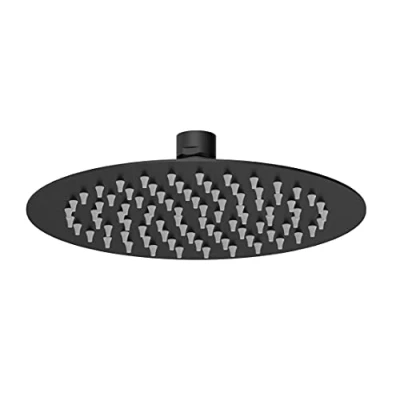 Image of nuie A4082 Arvan Modern Bathroom Round Easy Clean Fixed Shower Head, 200mm, Matt Black