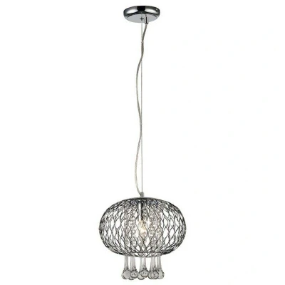 Image of Chelsie Medium Ceiling Pendant 1 Light Polished Chrome, Clear Glass