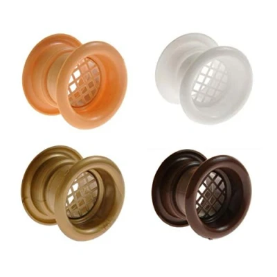 Image of 4 x Bathroom Door Round Air Vent Grilles Two Sided Circle Furniture Cover ABS Plastic Material 40mm Size (Brown)