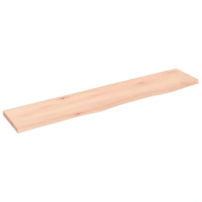 Image of vidaXL Solid Oak Wood Wall Shelf 100x20cm Handmade Live Edge Floating Bracket Shelf, Versatile Storage for Bathroom/Kitchen/Office, Brown Farmhouse Style