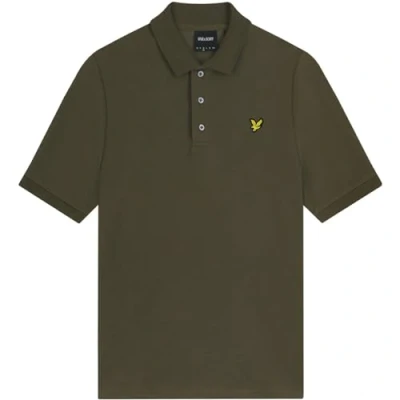 Image of Lyle &amp; Scott Mens Chunky Slub Polo Shirt in Olive Size Large