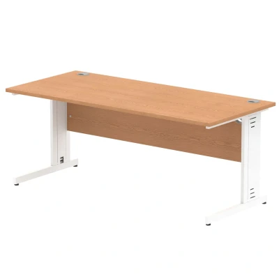 Image of Impulse 1800/800 Rectangle White Cable Managed Leg Desk Oak MI002726