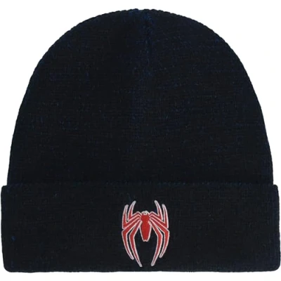 Image of Concept One Marvel Spider Man Beanie Hat, Game Logo Winter Knit Cap with Cuff, Blue, Size, Size