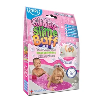 Image of Glitter Slime Baff Pink from Zimpli Kids, 1 Bath or 4 Play Uses, Magically turns water into gooey, glittery slime, Children&#039;s Party Bag Favours, Kits for Girls, Making Kit, Toy