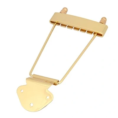 Image of LYWS 6 String Trapeze Tailpiece Bridge for Jazz Archtop Guitar (Gold)