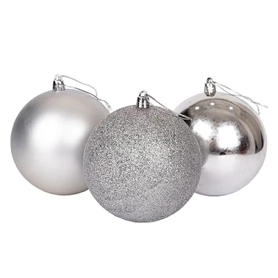 Image of 10cm/3Pcs Christmas Baubles Shatterproof Silver, Tree Decorations Ball Ornaments Balls Xmas Hanging Holiday Decor Shiny,Matte,Glitter