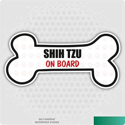 Image of Landing Designs Funny Dog Bone Sticker Shih Tzu Vinyl Car Van Decal Pet Animal Lover
