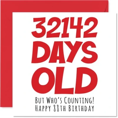 Image of 88th Birthday Card for Men Women Him Her 32142 Days Old Funny Adult Eighty Eight Eighth Happy Grandma Nan Grandad Gran Mum Dad, 145mm x Humour Joke Greeting Cards