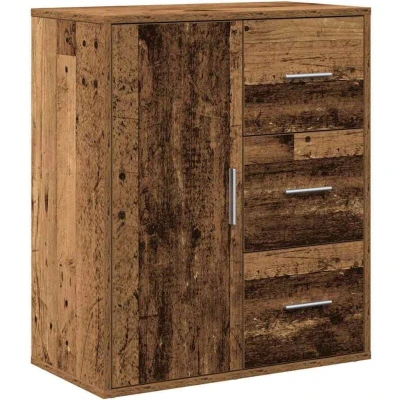 Image of Sideboard with Drawer Shelf Storage Door Old wood 60 x 31 70 cm Engineered Vidaxl