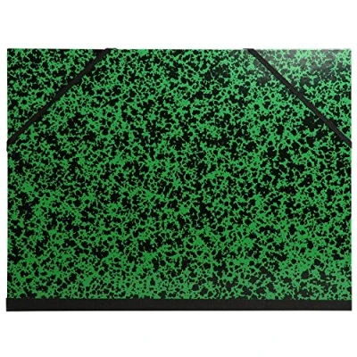 Image of Exacompta Ref 541100E Annonay Portfolio with Elastic Strap Closure A4 (210 x 297mm) in Size, For Safely Transporting Artworks &amp; Documents, Marbled Effect Cover Green