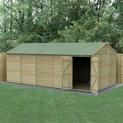 Image of 20&#039; x 10&#039; Forest 4Life 25yr Guarantee Overlap Pressure Treated Windowless Double Door Reverse Apex Wooden Shed (5.96m 3.21m)