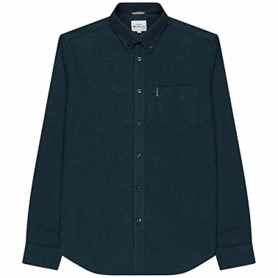 Image of Ben Sherman Mens Long Sleeve Button Down Collar Oxford Shirt 48578 Navy Blue
