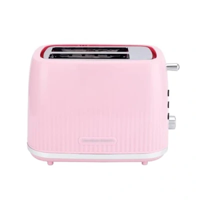 Image of Hamilton Beach Toaster 2 Slice, Miami, 800W, Wide Slots, 7 Browning Levels, Defrost, Reheat &amp; Cancel Functions, Removable Crumb Tray, Cord Storage, Flamingo Pink HB1420F