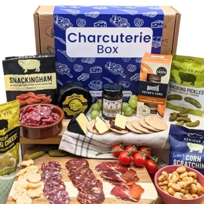 Image of Charcuterie Gift Box Gift, Meat, Cheese, and 6 Other Gourmet Food Hamper Treats Hampers For Men Women Foodies