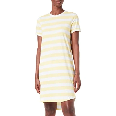 Image of ONLY Women&#039;s ONLMAY S/S Stripe Dress JRS, Lemon Meringue/Stripes:Cloud Dancer (kia), S