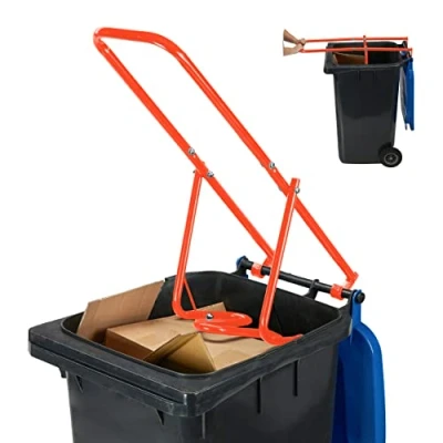 Image of Relaxdays Rubbish Press for Wheelie Bins, Household Waste Compressor, Manual, Recycling Compactor, Steel, Red, Alloy, 35 x 30.5 cm