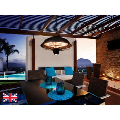 Image of Estufa Outdoor Electrical Heater Ceiling Dome Pendant Black, Remote Control, IP44