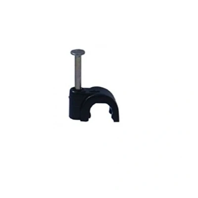 Image of Tower Round Black Cable Clips 9mm with Fixing Nails Pack of 100
