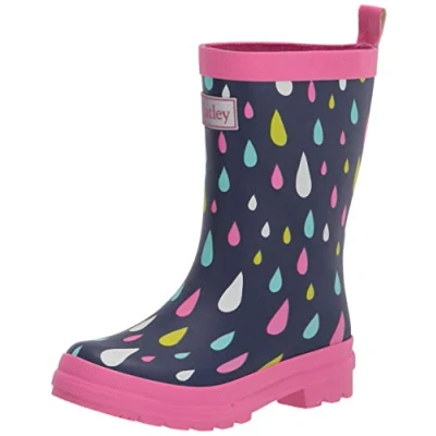 Image of Hatley Boy&#039;s Girl&#039;s Printed Wellington Boots, Matte Rain Drops, 3 UK Child