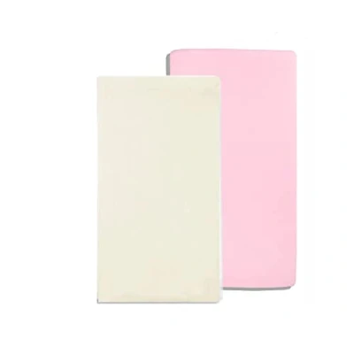 Image of Dudu N Girlie Mini Cot Bed Sheets Fitted Cotton Spacesaver Jersey Soft Bedsheet Hypoallergenic Elasticated Breathable Travel (Pack of 2, Cream &amp; Pink)