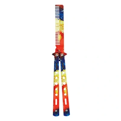 Image of Comb Trainer Stainless Steel Unsharpened Slice Butterfly Training for Beginner Colorful Folding Practice Swords Tool
