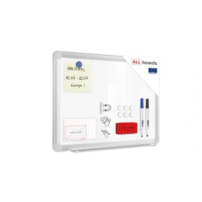 Image of ALLboards Magnetic Whiteboard 40x30cm with Silver Aluminium Frame Premium Expo, White Board Wipe Dry Erase Wall Mounted Office School Classroom Kids Noticeboard