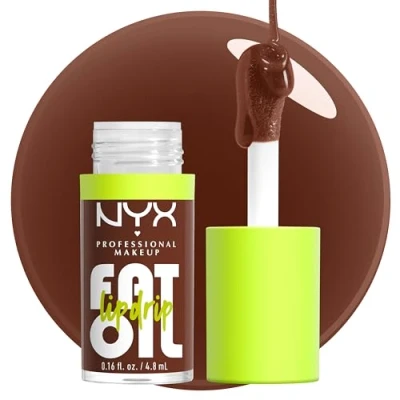 Image of NYX Professional Makeup Lip Gloss, High Shine, Non Sticky Finish, 12 Hours Hydrating, Fat Applicator, With Squalane, Raspberry and Cloudberry Oils, Oil Drip, Shade: Livin&#039; The Cream