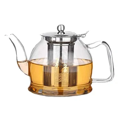 Image of Tea People CGT 12 1.2l Clear Glass Induction Teapot with Stainless Steel Infuser and Lid