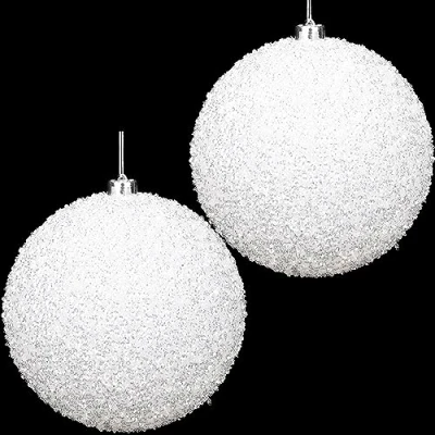 Image of Christmas Concepts® Pack of 2 200mm Tree Baubles Iridescent White Sparkle