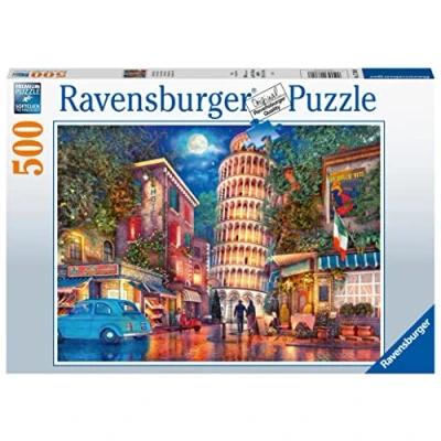 Image of Ravensburger Evening in Pisa 500 Piece Jigsaw Puzzle for Adults and Kids Age 10 Years Up, Black