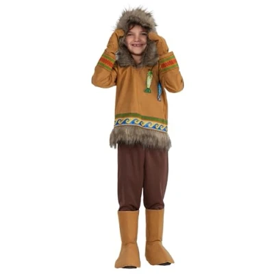Image of Dress Up America Eskimo Costume for Kids Inuit Winter Boys and Girls