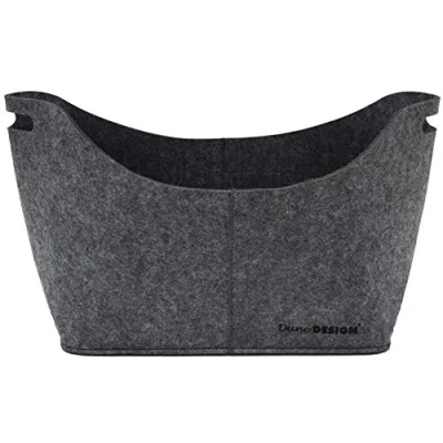 Image of DuneDesign Artificial Felt Bag 40x25x30cm basket for firewood shopping 15KG Grey
