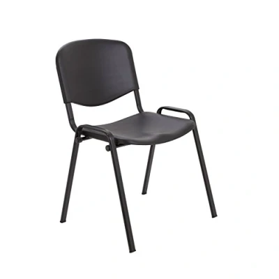 Image of Office Hippo Heavy Duty Canteen Chair, Versatile &amp; Robust Stackable Wipe Clean Chair With Strong Frame Hygienic Seat, Up To 115kg Weight, Hard Wearing, 5 Year Guarantee Black, Single